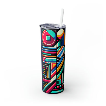 "Neon Geométrico Pop" - Vaso delgado con pajita The Alien Maars® de 20 oz estilo arte contemporáneo