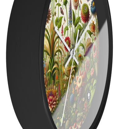 "Enchanted Garden: A Whimsical Scene" - The Alien Wall Clock