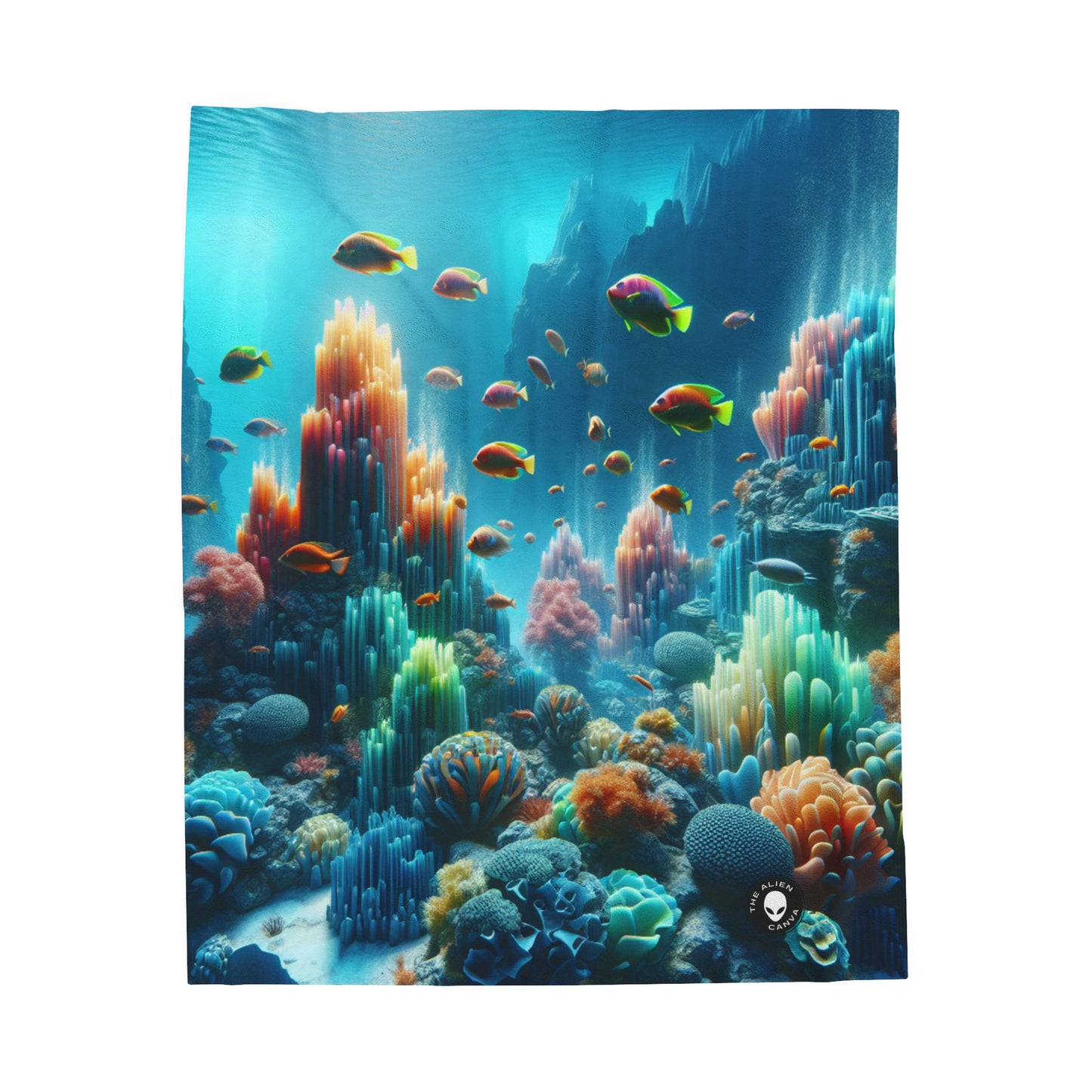 "Neon Reef: A Surreal Underwater Symphony" - The Alien Velveteen Plush Blanket