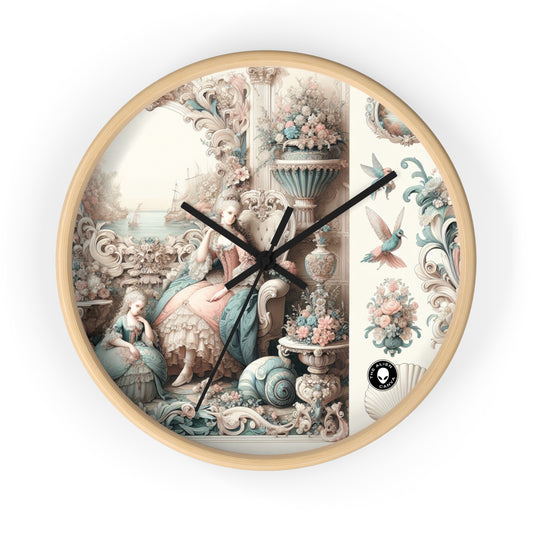 "Enchantement dans les jardins pastel : Rococo Fairy Princess" - L'horloge murale Alien Rococo