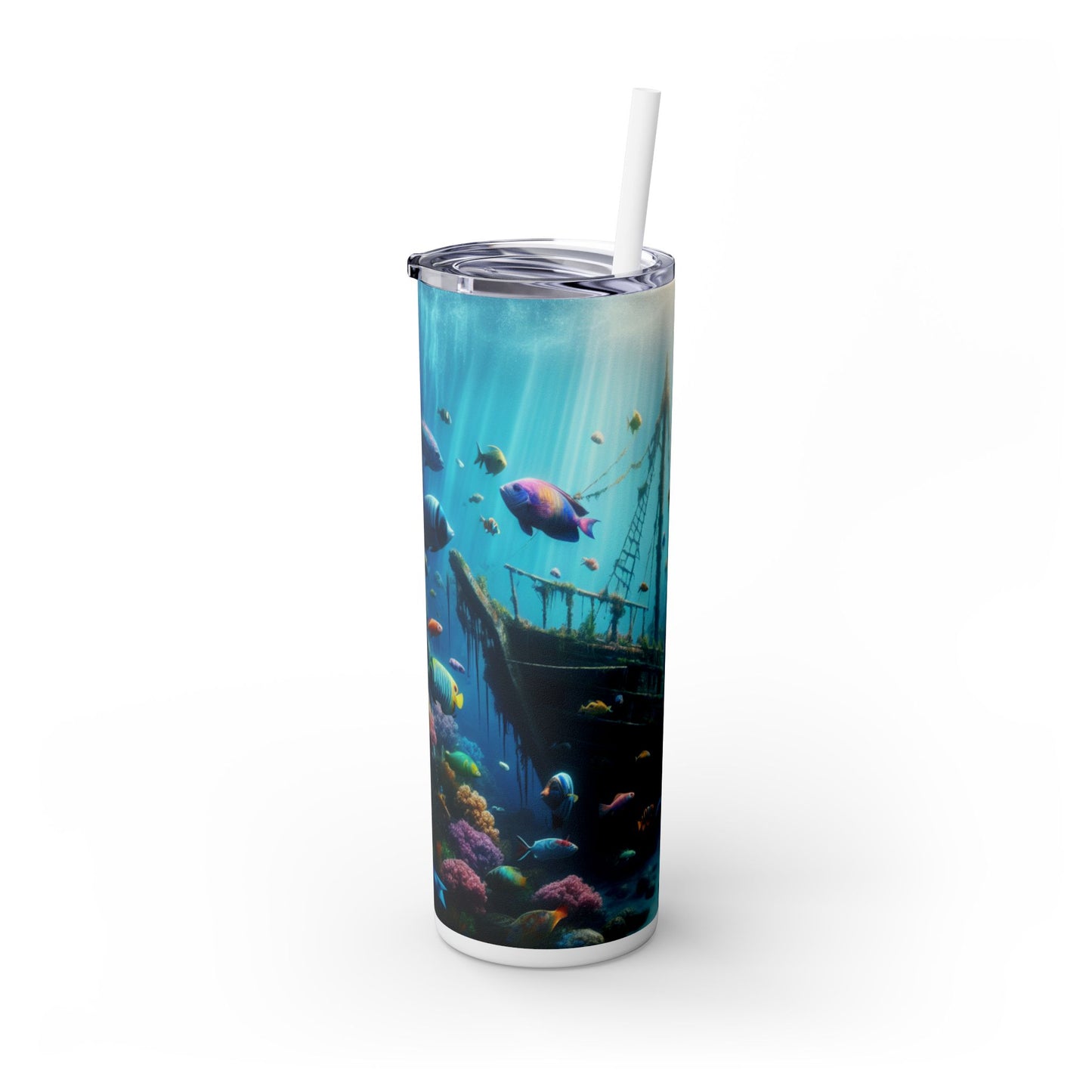 "Sunken Shipwreck Wonderland" - The Alien Maars® Skinny Tumbler with Straw 20oz