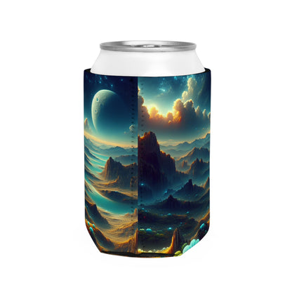 "Un Sueño Extraño: Un Mundo Desconocido en Detalle" - The Alien Can Cooler Sleeve planetas no descubiertos en estilo hyperrealista