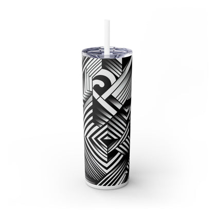 "Kaléidoscope tourbillonnant : un vortex audacieux d'art op" - The Alien Maars® Skinny Tumbler avec paille 20oz Optical Art (Op Art)