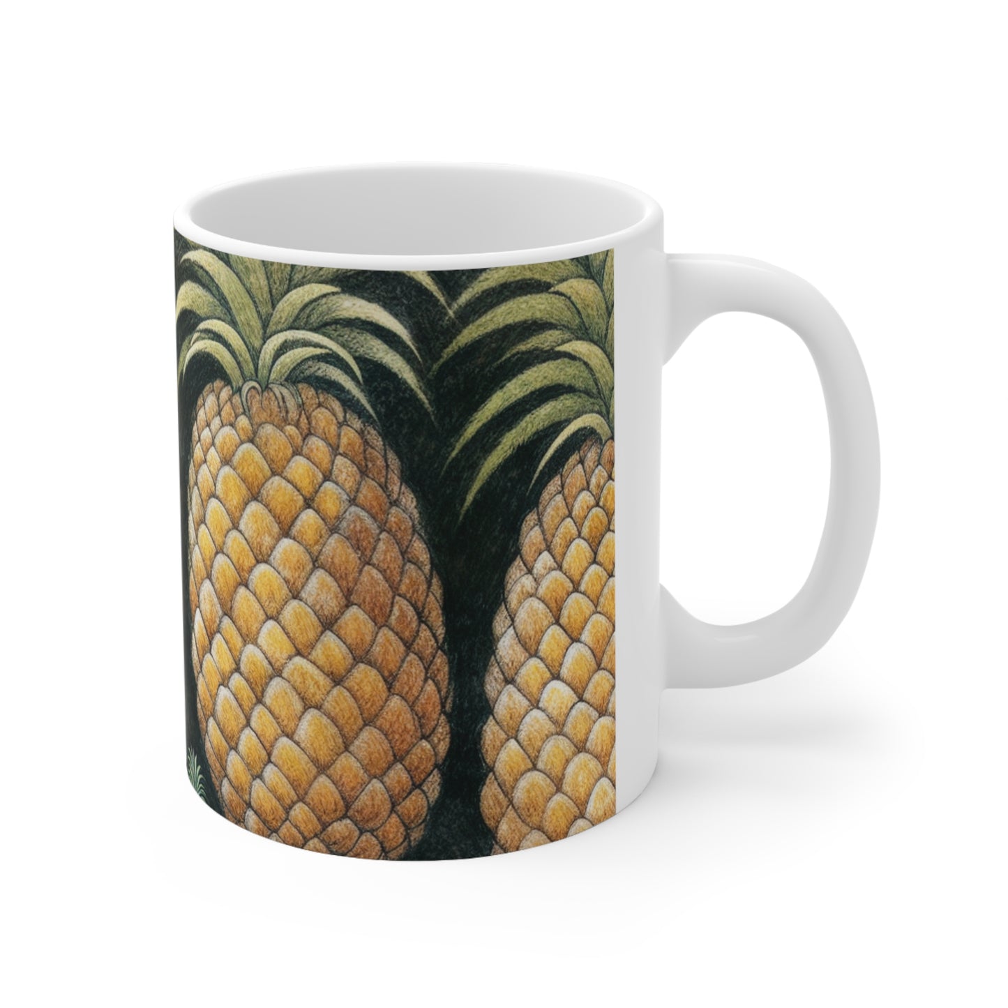 "Pineapple Harvest" - The Alien Ceramic Mug 11oz Cave Painting Style