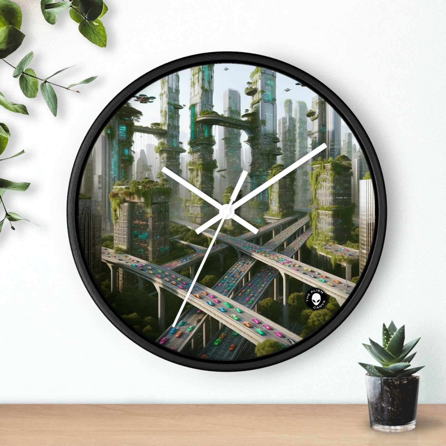 « Utopie futuriste : nature et technologie en harmonie » – L'horloge murale Alien