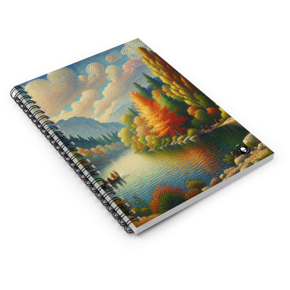 "Serenity in Dots: A Pointillism Sunset at the Beach" - The Alien Spiral Notebook (Ruled Line) Pointillism