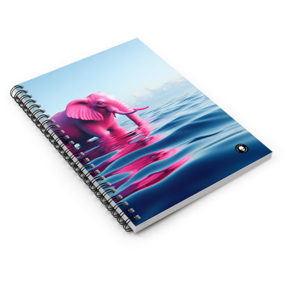 "The Pink Elephant in the Deep Blue Sea" - The Alien Spiral Notebook (Ruled Line) A pink elefant floating in the ocean