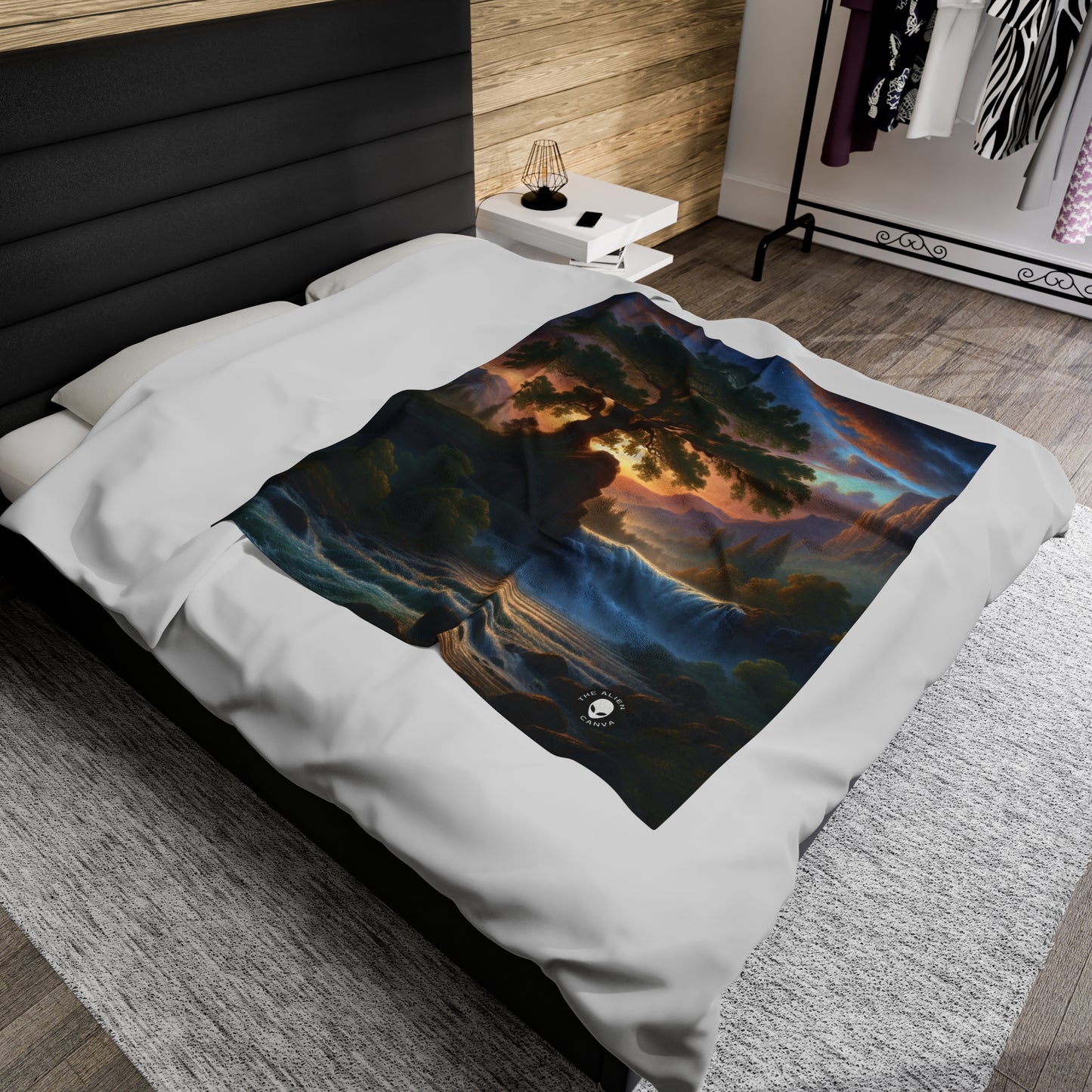 "The Storm's Embrace: A Romantic Landscape" - The Alien Velveteen Plush Blanket Romanticism