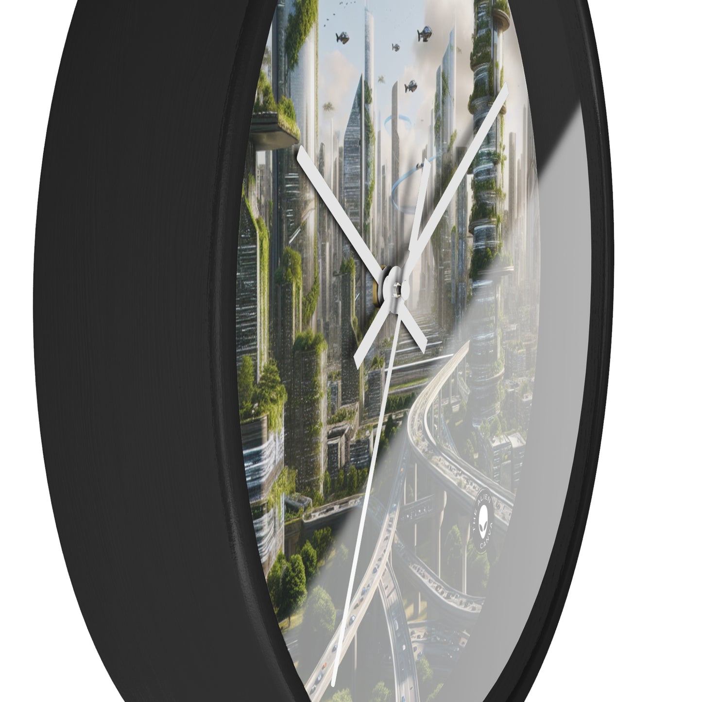 "Nature's Reclamation: A Futuristic Cityscape" - The Alien Wall Clock