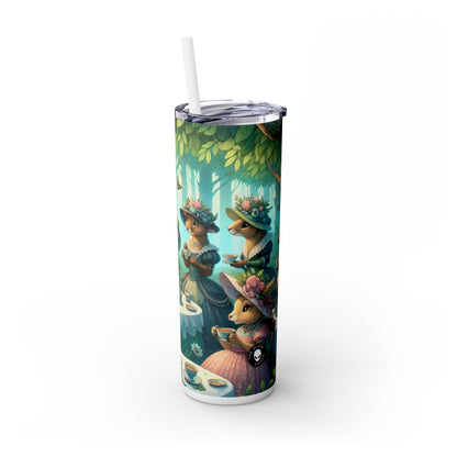 "Fancy Hats and Teacups: A Woodland Tea Party" - The Alien Maars® Skinny Tumbler with Straw 20oz