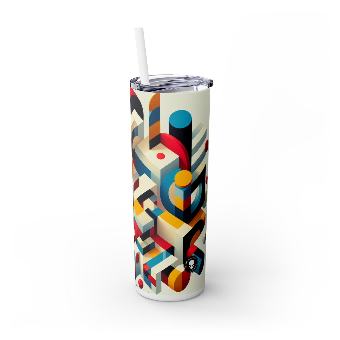 « Équilibre harmonieux : Art abstrait géométrique » - The Alien Maars® Skinny Tumbler avec paille 20oz Abstraction géométrique