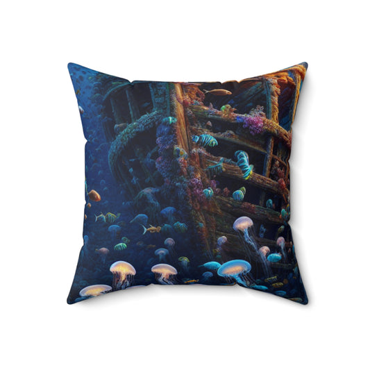 "Enigmatic Underwater World"- The Alien Spun Polyester Square Pillow