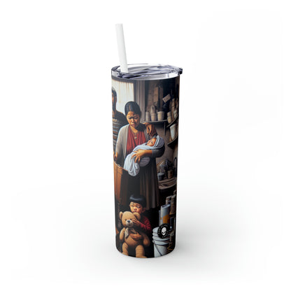 « Déraciné : un portrait de déplacement » - The Alien Maars® Skinny Tumbler avec paille 20oz Réalisme social