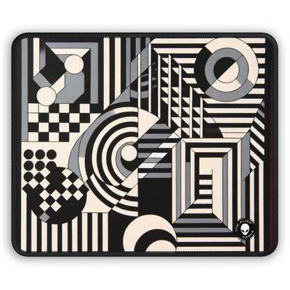 "Mesmerize: Bold Op Art Geometry in Black and White" - The Alien Gaming Mouse Pad Op Art