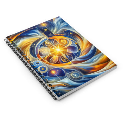 "Ascending Divinity: A Spiritual Awakening in Vibrant Geometry" - The Alien Spiral Notebook (Ruled Line) Religious Art Style