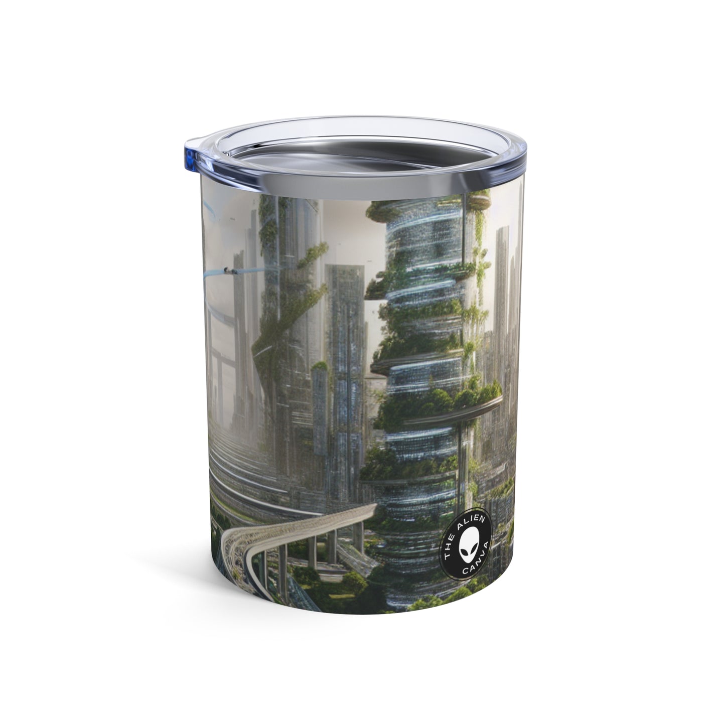 "Nature's Reclamation: A Futuristic Cityscape" - The Alien Tumbler 10oz