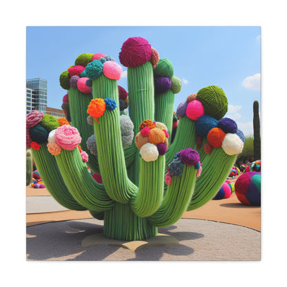 "Yarn-Filled Cacti in the Sky" - The Alien Canva Yarn Bombing (Fiber Art) Style