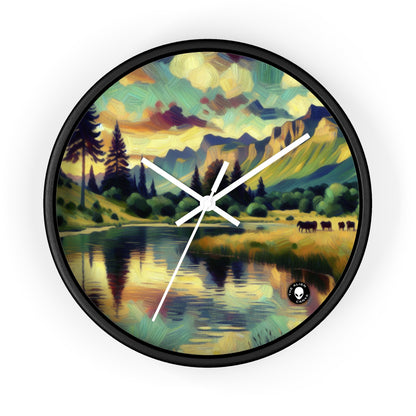 "Dusk in the Countryside: A Vibrant Post-Impressionist Painting" - The Alien Wall Clock Post-Impressionism