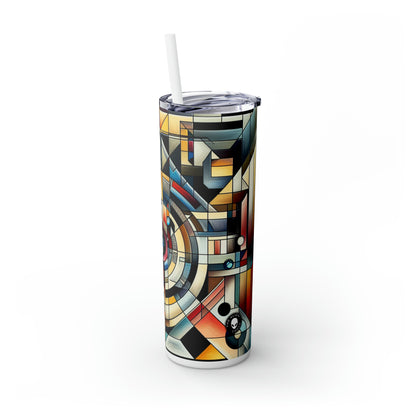 « Lumières de la ville : tombée de la nuit géométrique » - The Alien Maars® Skinny Tumbler avec paille 20oz Abstraction géométrique