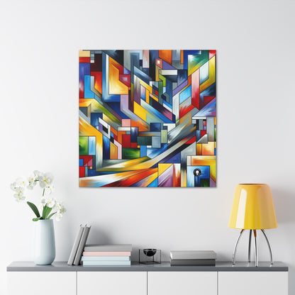 "City Pulse : Un voyage géométrique nocturne vibrant" - La peinture Alien Canva Hard-edge