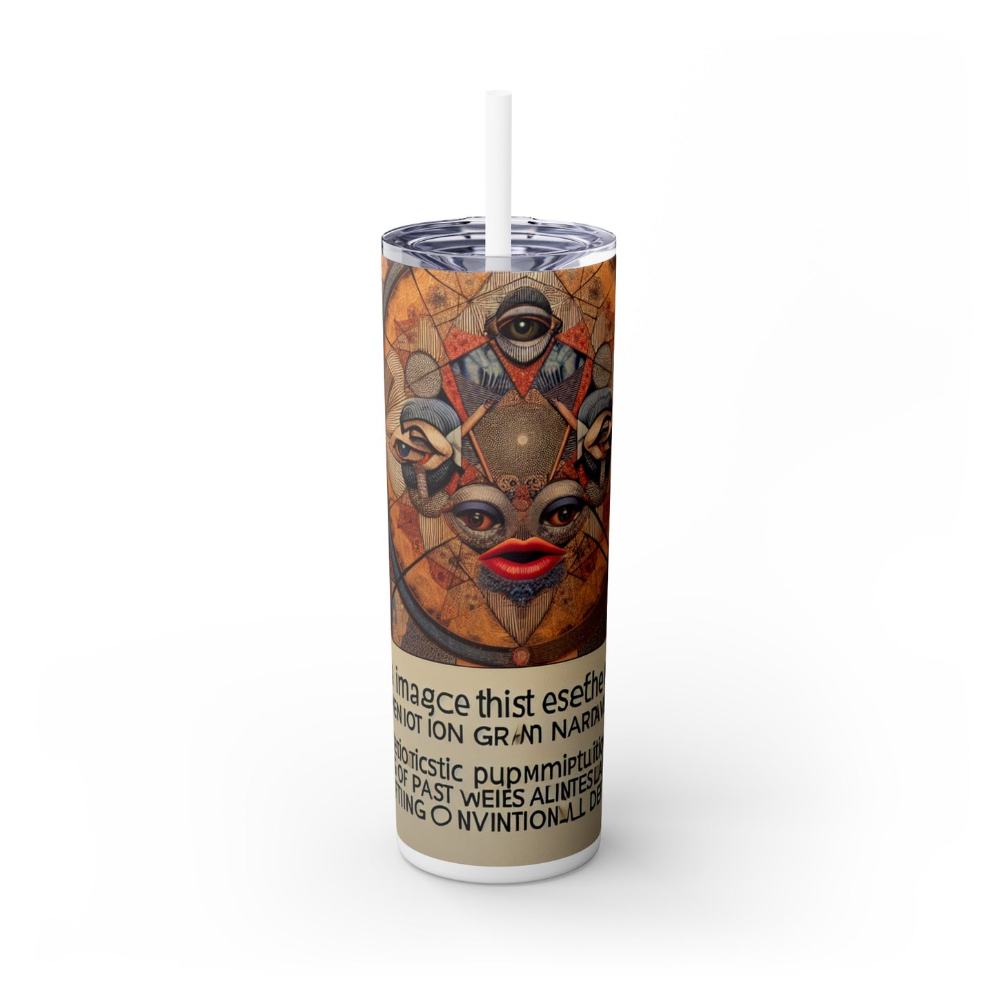 "Digital Chaos: A Postmodern Collage" - The Alien Maars® Skinny Tumbler with Straw 20oz Postmodern Art