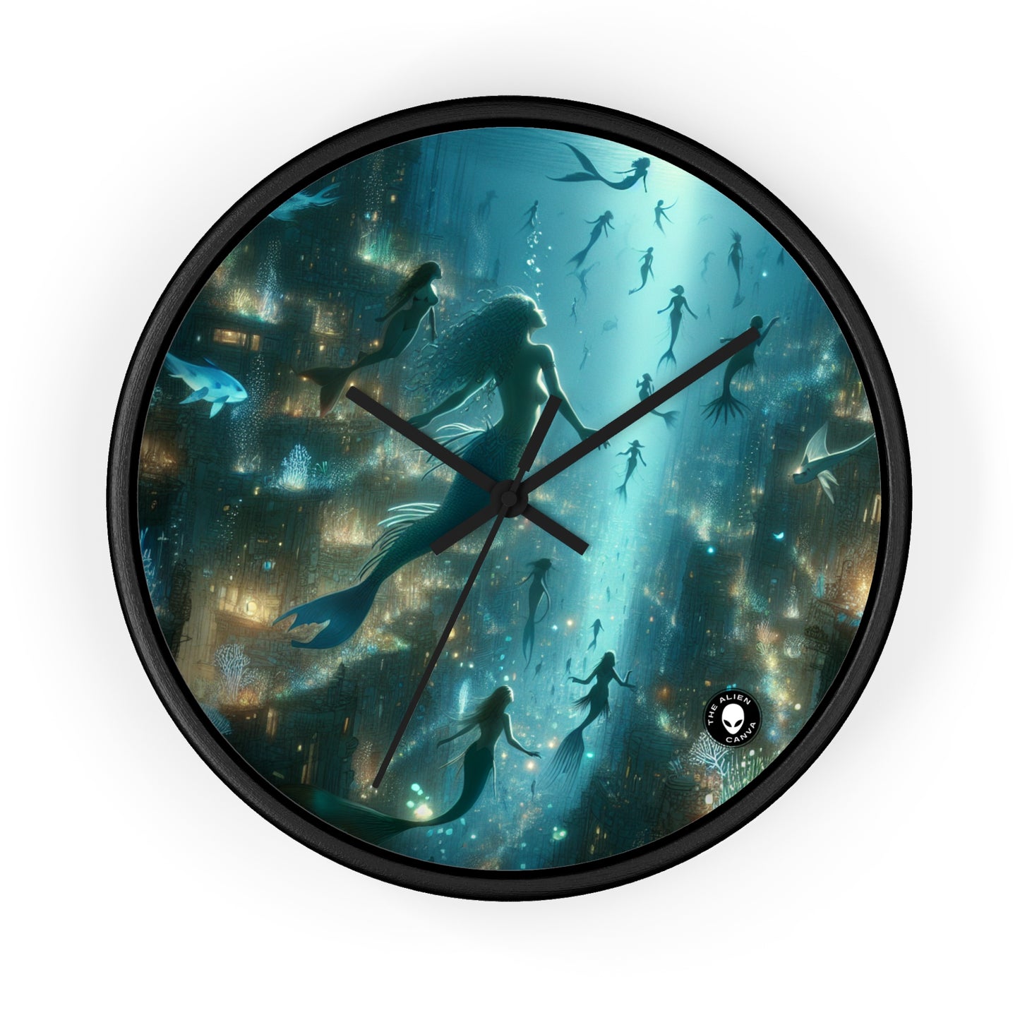 "Enchantment Below: A Bioluminescent Underwater Metropolis" - The Alien Wall Clock