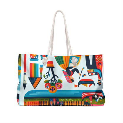 "Whimsical Village: A Folk Art Fairytale" - The Alien Weekender Bag Folk Art