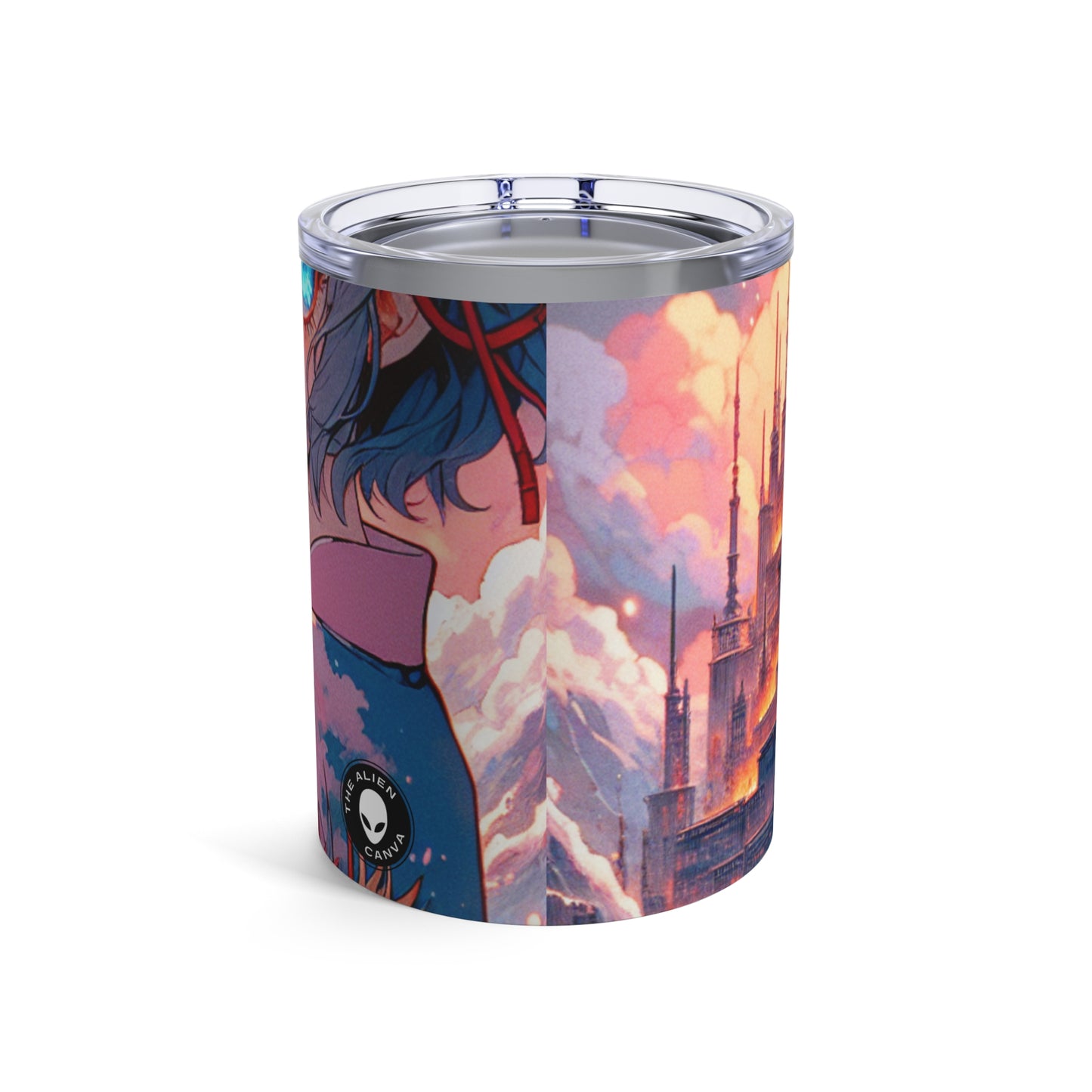 Título: "Swords ablaze: The Elemental Duel" - The Alien Tumbler 10oz Manga/Anime Art