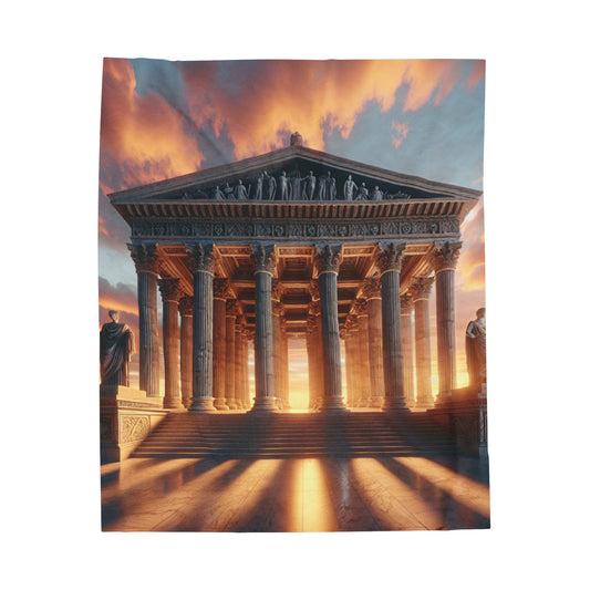 "Warm Glow of the Grecian Temple" - The Alien Velveteen Plush Blanket Neoclassicism Style