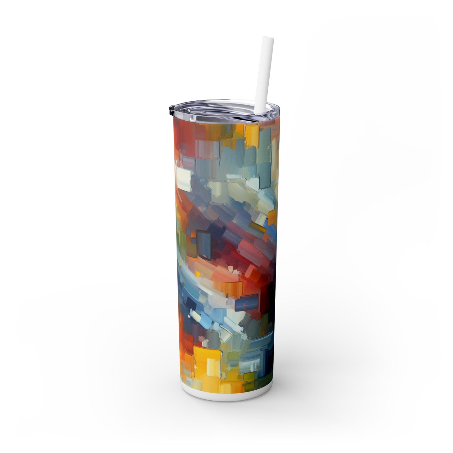 "Tranquil Sunset: A Soft Pastel Color Field Painting" - The Alien Maars® Skinny Tumbler with Straw 20oz Color Field Painting