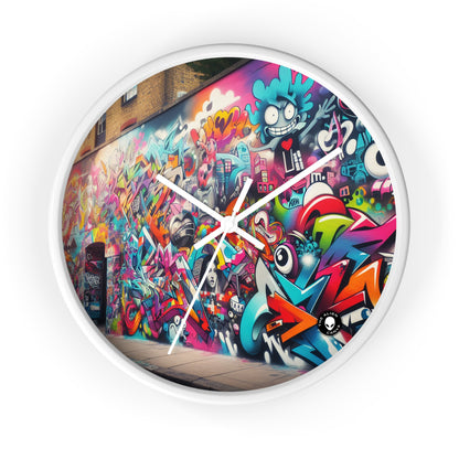 "Neon Horizon: La vibrante metrópolis del futuro" - El reloj de pared alienígena Arte callejero / Graffiti