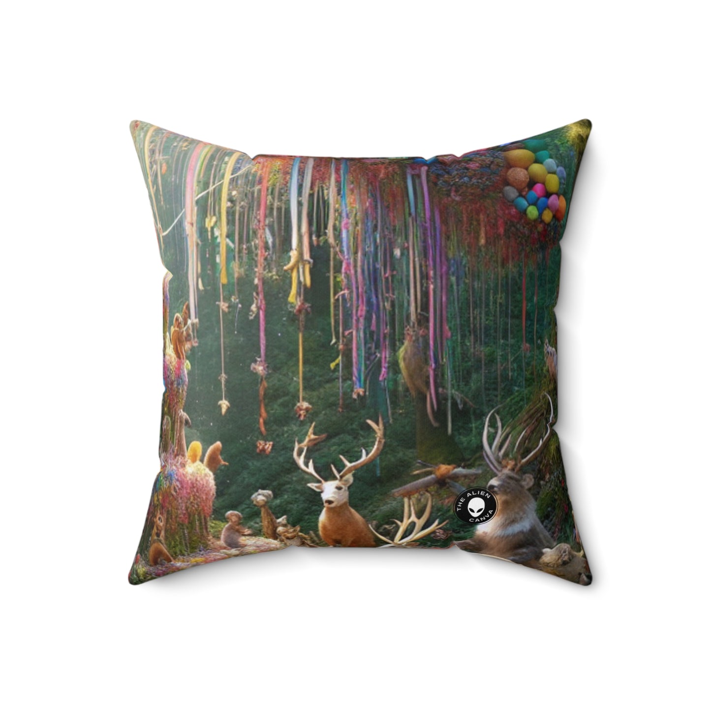 "Forest Fiesta"- The Alien Spun Polyester Square Pillow