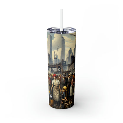 Titre : « L'unité en action : Célébrer le triomphe de la solidarité » - The Alien Maars® Skinny Tumbler with Straw 20oz Social Realism