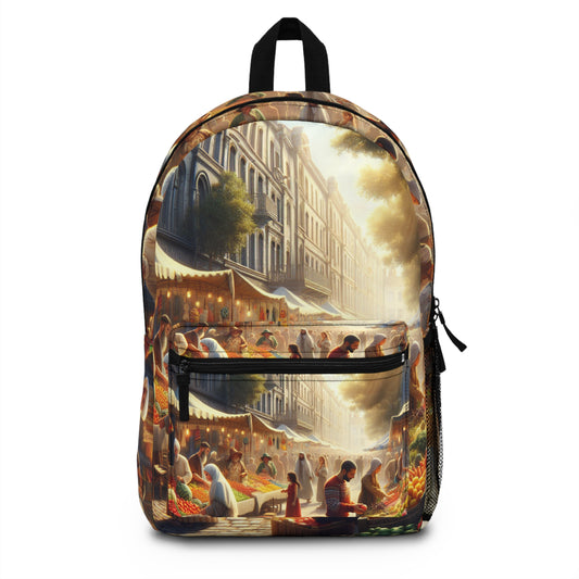 "Sunny Vibes at the Outdoor Market" - The Alien Backpack Realism Style