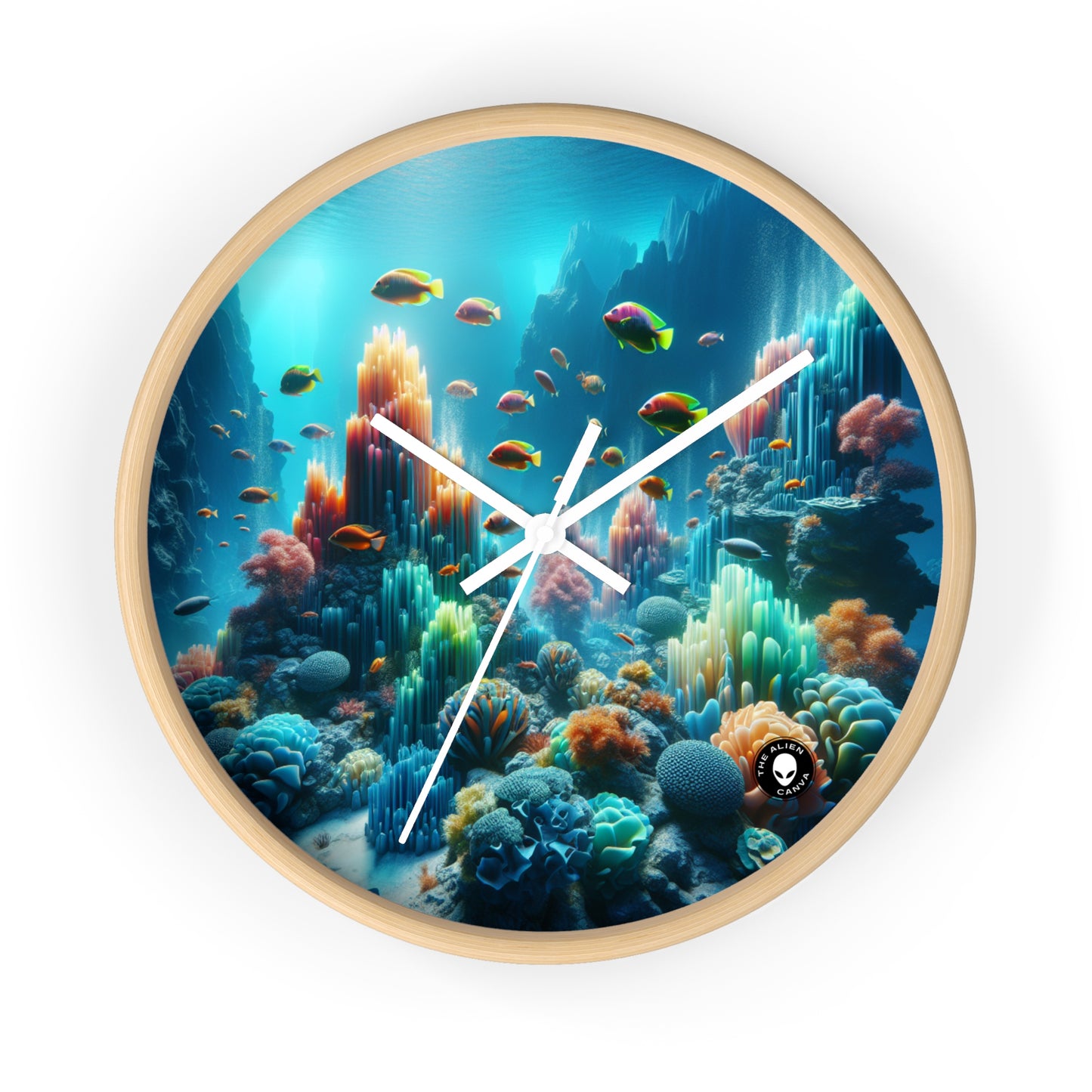 "Neon Reef: una sinfonía surrealista submarina" - El reloj de pared alienígena