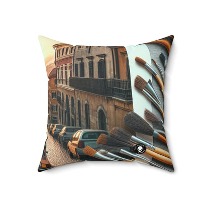 "Serenity in Brushstrokes: Immersive Realism in Nature's Tranquility"- The Alien Spun Polyester Square Pillow Realism