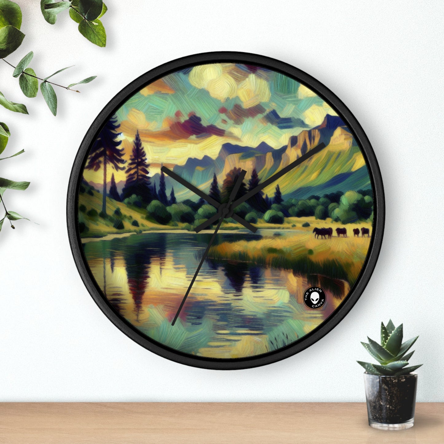 "Dusk in the Countryside: A Vibrant Post-Impressionist Painting" - The Alien Wall Clock Post-Impressionism