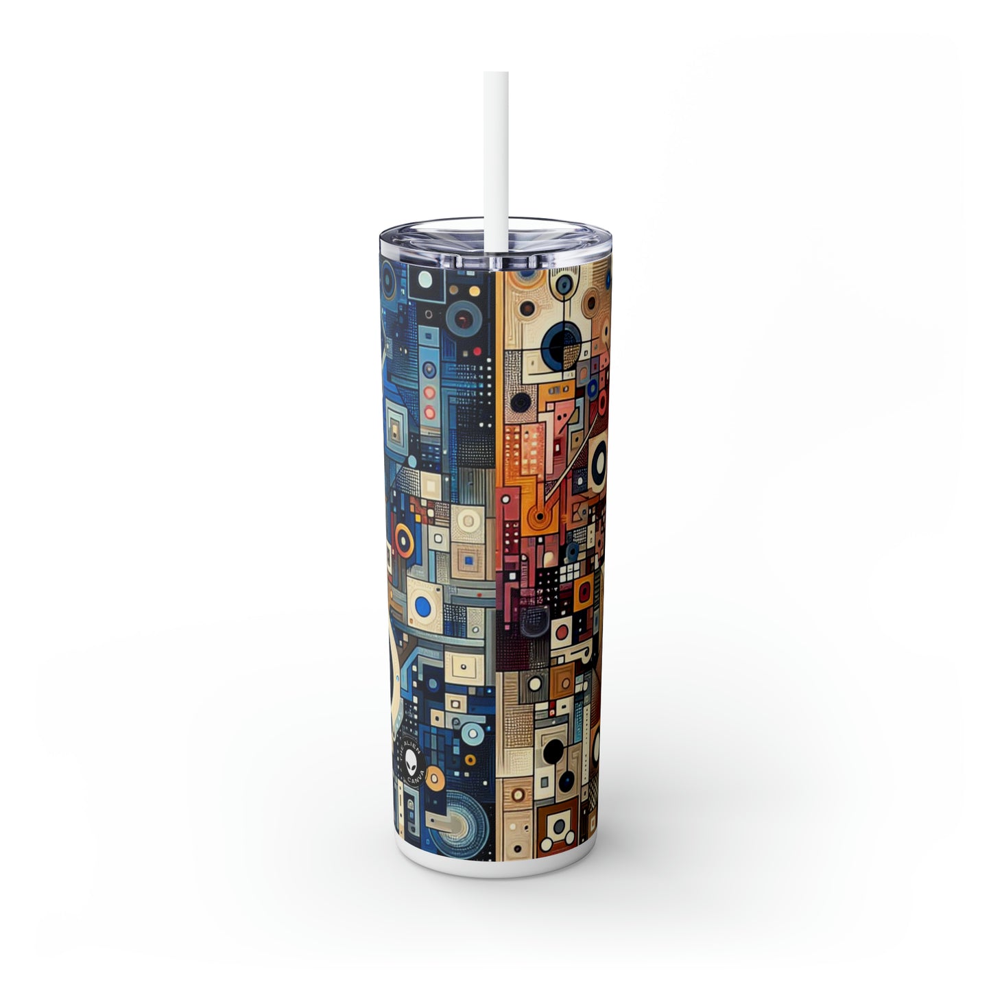 "Connected Hearts: Love in the Digital Age" - The Alien Maars® Skinny Tumbler with Straw 20oz Conceptual Art