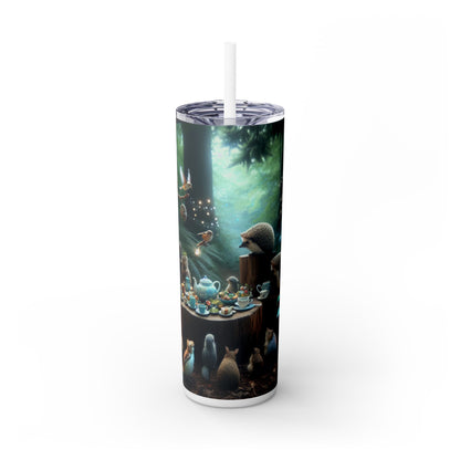 "La hora del té encantada: una reunión mágica en el bosque" - Vaso delgado con pajita de 20 oz de Alien Maars®