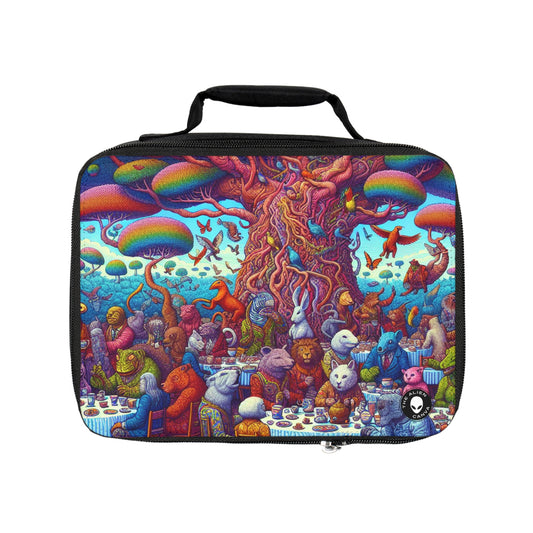 "Animal Tea Party in a Rainbow Wonderland"- The Alien Lunch Bag