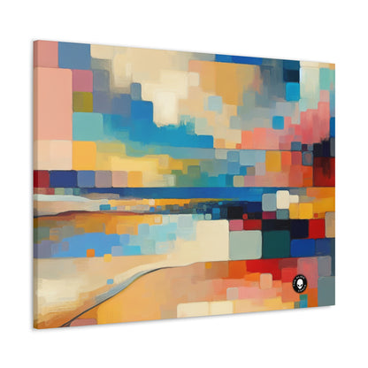 "Sunset Serenity : Peinture de champs de couleurs pastel doux" - La peinture de champs de couleurs Alien Canva