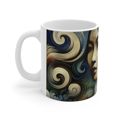 "Primitive Smoke: A Mystical Portrait." - The Alien Ceramic Mug 11oz Primitivism