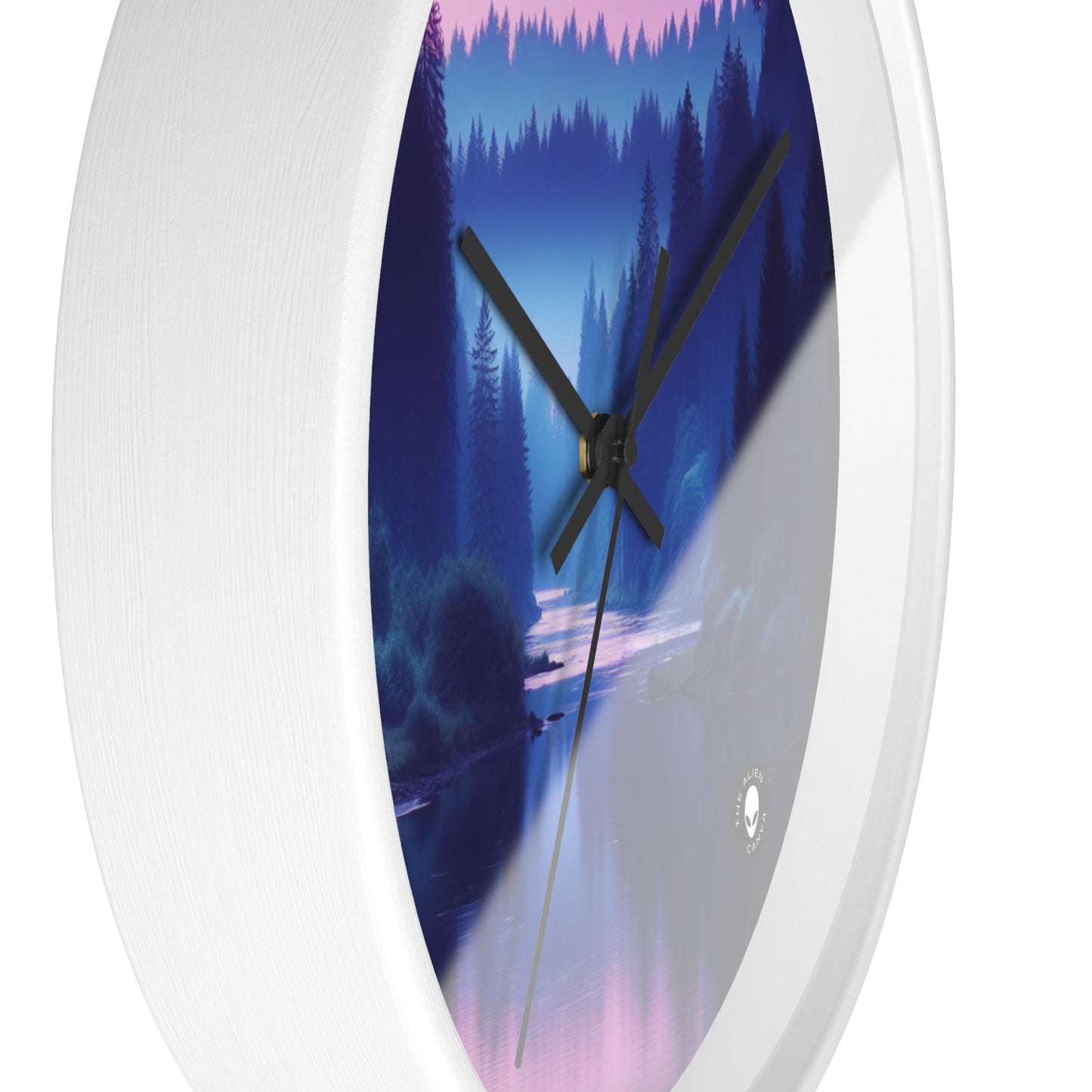 "Twilight Tranquility: Forest River Reflections" - The Alien Wall Clock