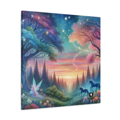 "Atardecer encantado: una pintura de un bosque mágico" - The Alien Canva