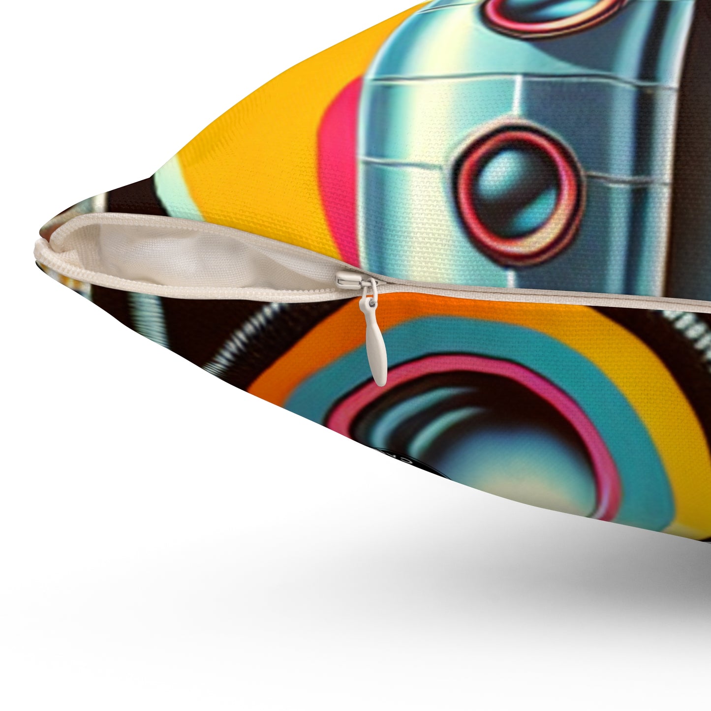 "Neon Deco: A Retro-Futuristic Utopia"- The Alien Spun Polyester Square Pillow Retro-futurism