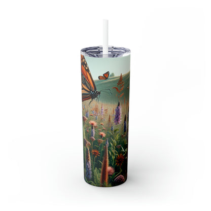 « Un monarque dans une prairie de fleurs sauvages » - The Alien Maars® Skinny Tumbler avec paille 20oz Style réalisme