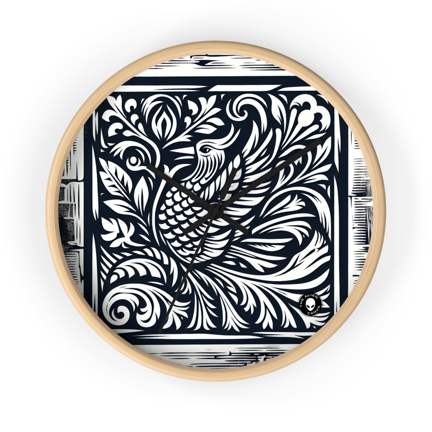 "Elements in Unison: A Woodcut Exploration" - The Alien Wall Clock Woodcut Printing