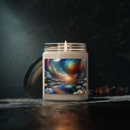 « Ciel arc-en-ciel, fleurs au clair de lune » – Bougie parfumée au soja Alien 9oz