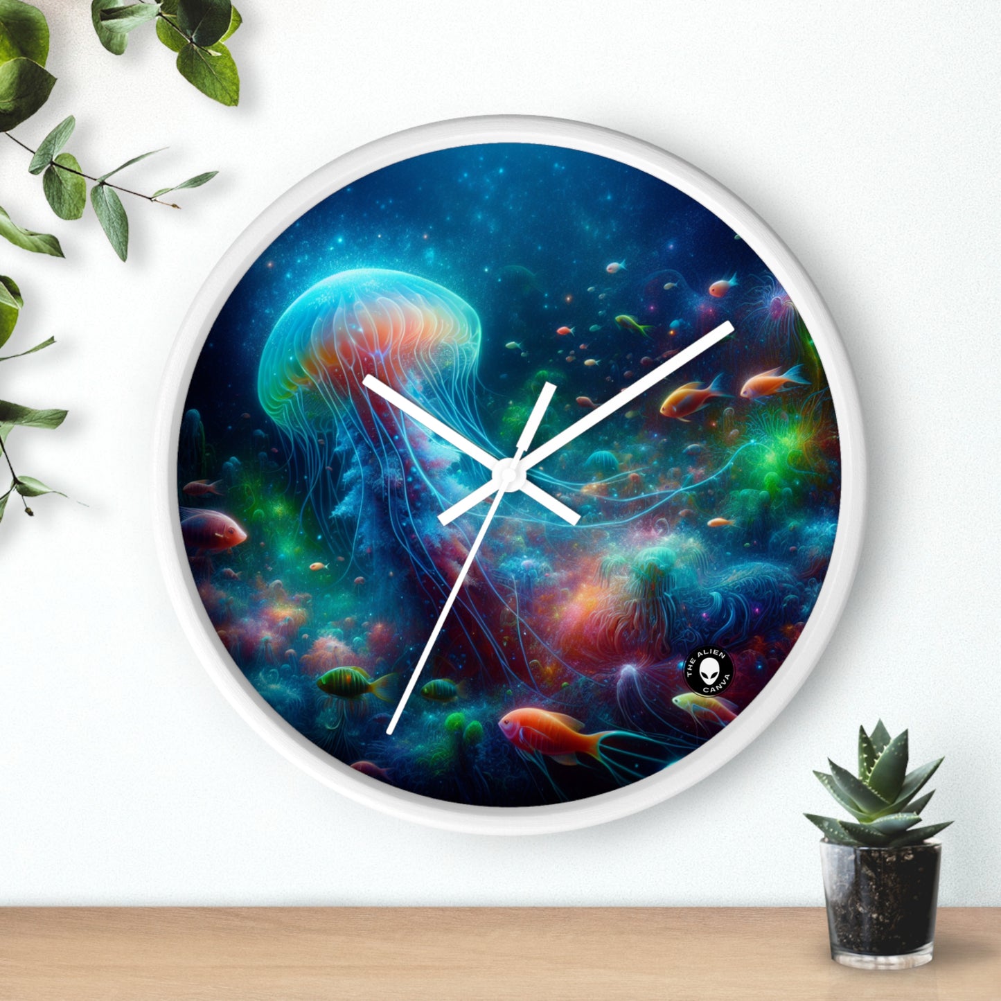 "Glowing Jellyfish in the Enchanted Underwater World" - The Alien Wall Clock