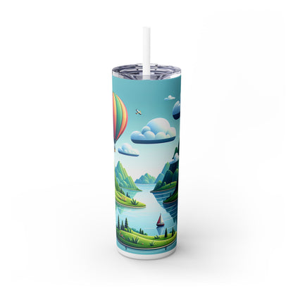 "Tranquil Skies: Hot Air Balloon Adventure" - Vaso delgado con pajita de 20 oz de Alien Maars®